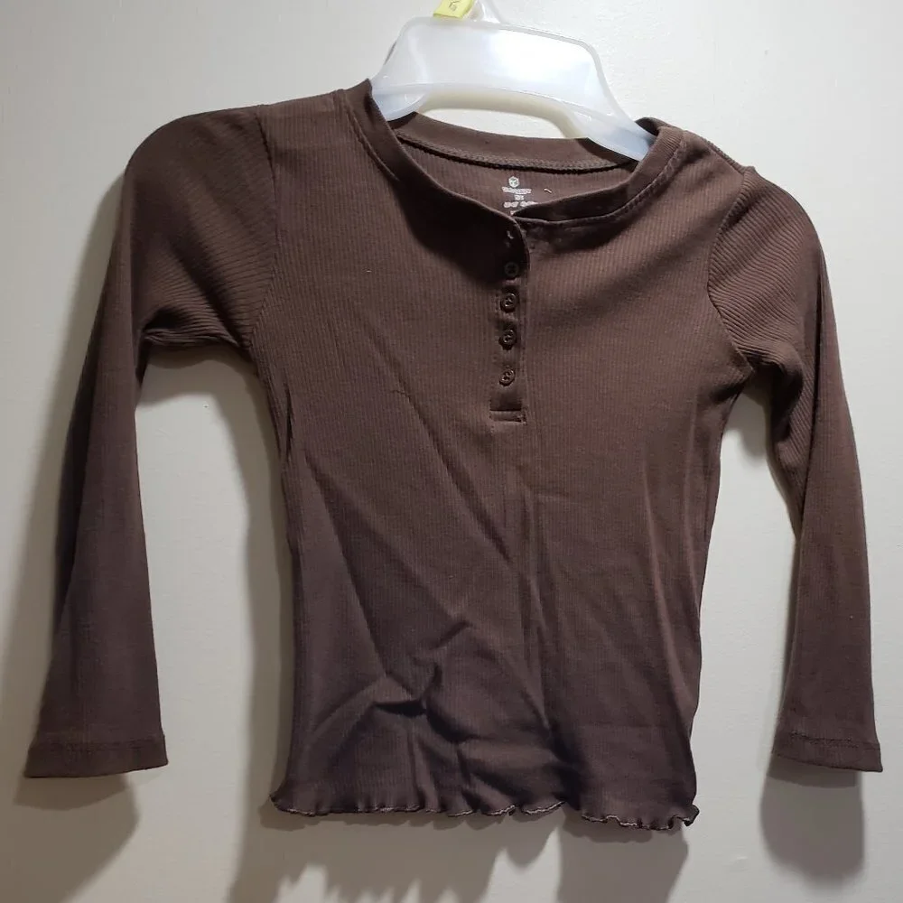 Carter’s Girls Brown & Pink Vest + Long Sleeve Shirt Set | Size 5 - for Kids